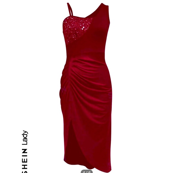 Shein Women’s Asymmetrical Neckline Pleated Summer Dress - Picture 1 of 5